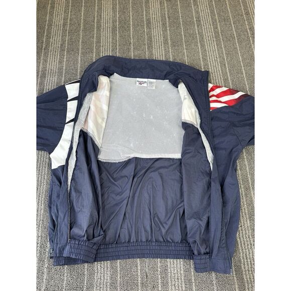 Reebok Jacket Mens XL Blue Track Jacket Vintage Rising Sun Windbreaker Full ZiP - Picture 10 of 12